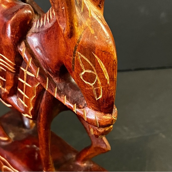 Hand Carved African Wood Woman Riding Donkey Figurine Folk Art Rustic Primitive - Picture 7 of 11